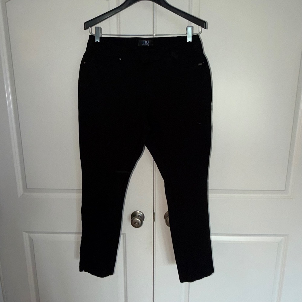 FDJ French Dressing Jeans Suzanne Straight Leg Black Pull On Pants Womens 14